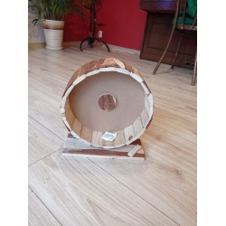 Kołowrotek karuzela drewniana dla chomika myszy gryzoni XL 28cm  wyłożony korkiem