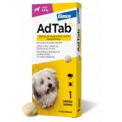 Adtab tabletka na pchły kleszcze dla psa 2,5-5,5kg smakowa